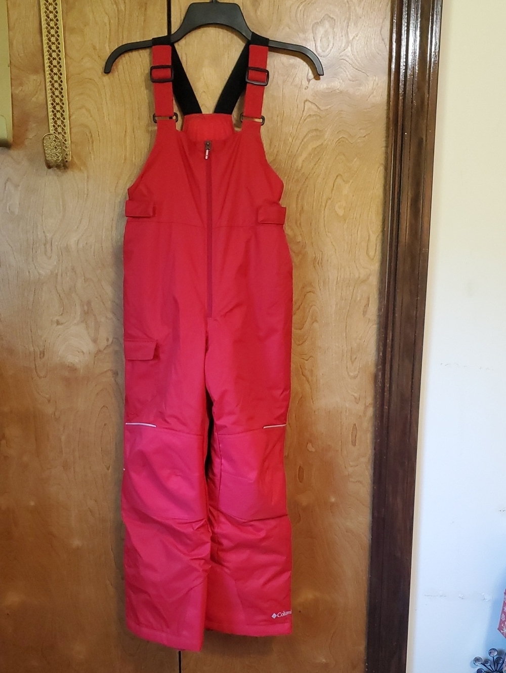 Columbia Unisex Red Kids Insulated Snow Bibs with Black Straps Size M (10/12)